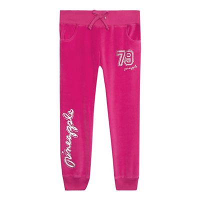 Pineapple Girls' pink diamante logo jogging bottoms